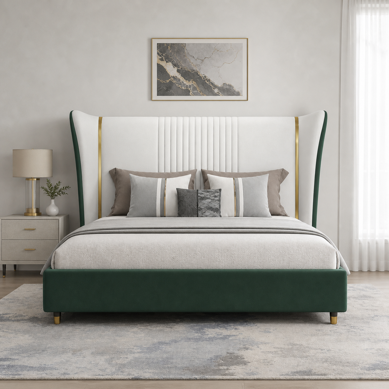 Zivy Bed, complete straight-on bed view