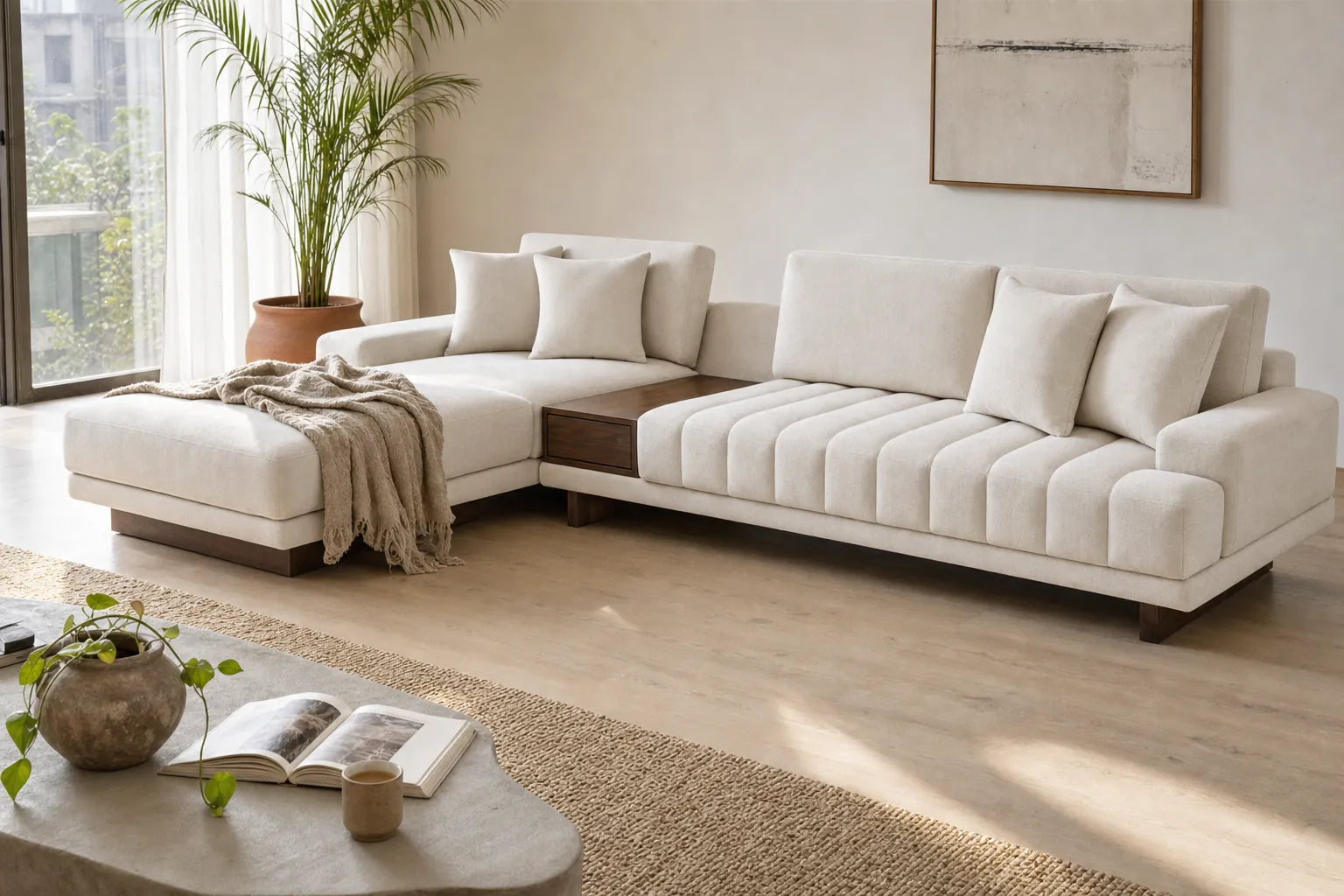 Furnishio sectional sofa in a sunlit Hyderabad living room